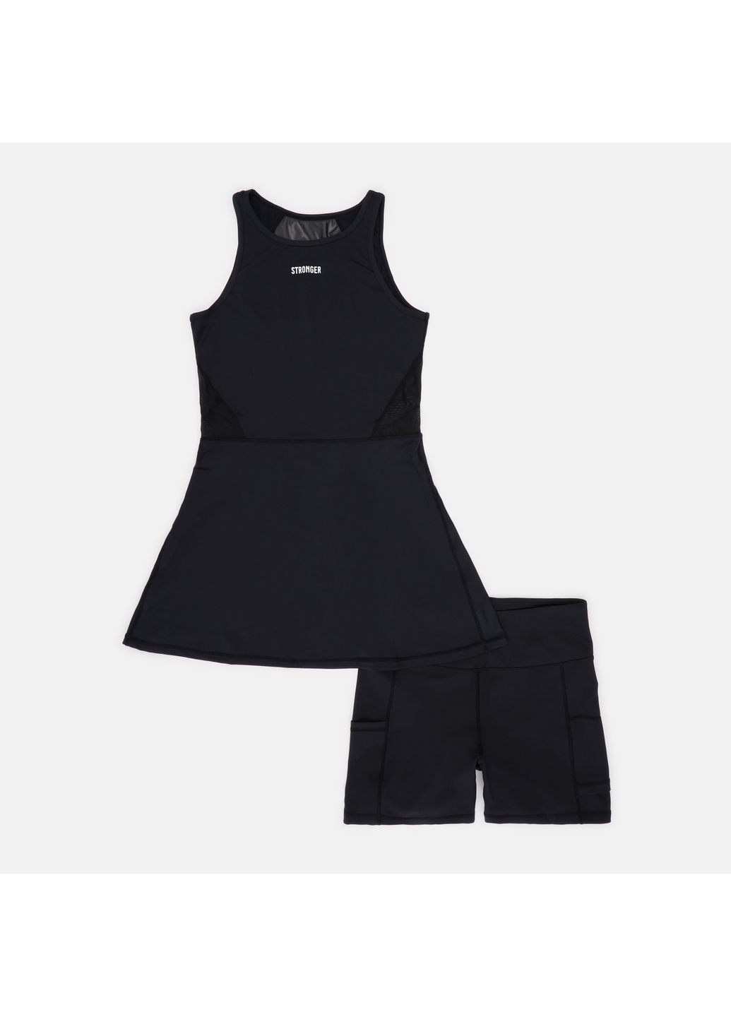 Чорна спортивна комплект (сукня, шорти) Stronger однотонна