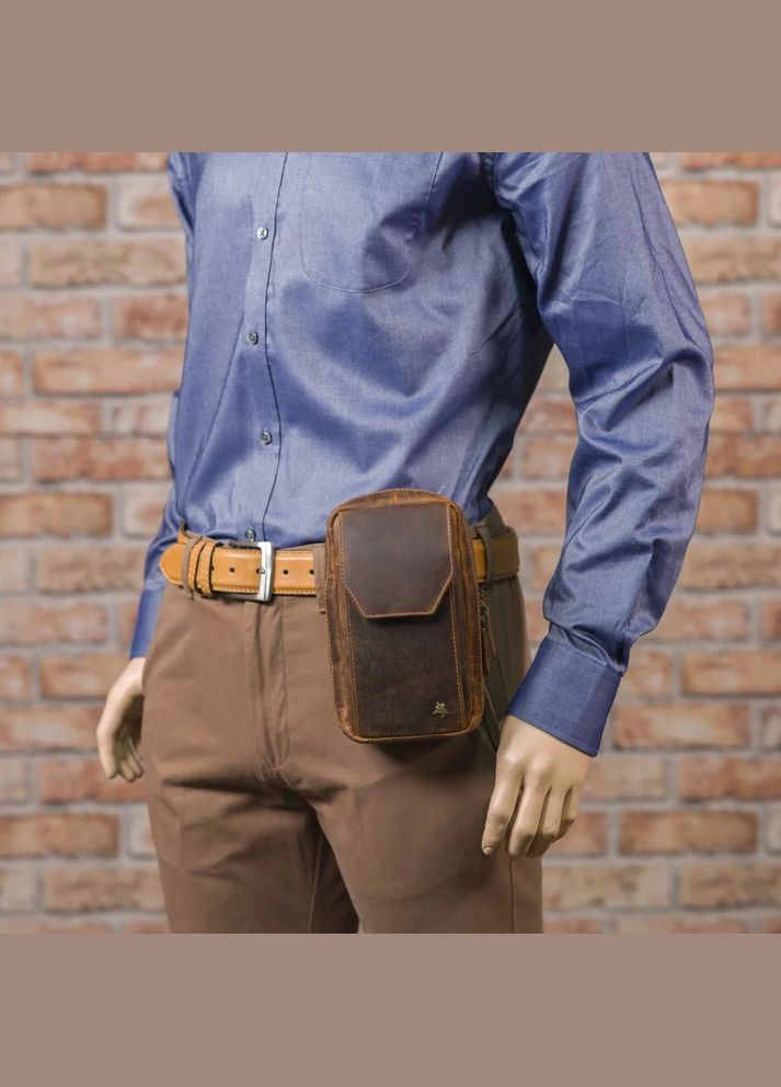 Кожаная сумка-чехол панч из винтажной кожи Alex S45 Oil Tan Visconti (303831883)