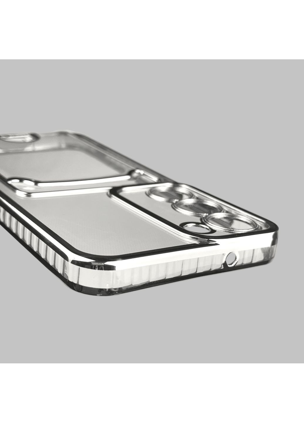 Чехол для Galaxy S23 (SM-S911B) с серебряной окантовкой с карманом для карт на самсунг с23 серебряный Samsung (366021061)