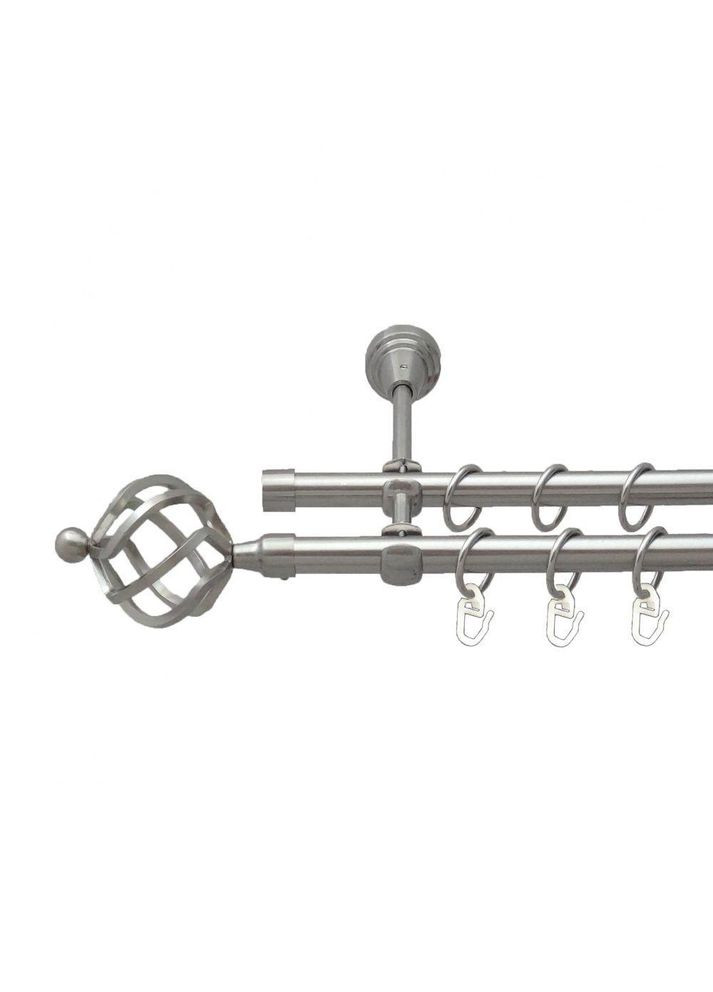 Карниз для штор Ажур металевий дворядний гладка труба кільце металеве Сталь 16\16 мм 160см ORVIT (299334745)