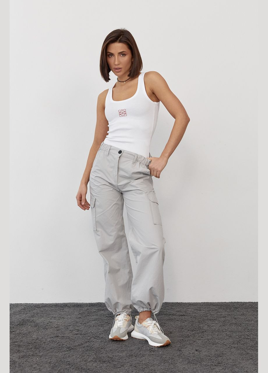 Женские штаны карго в стиле кэжуал - светло-серый Lurex (278400576)