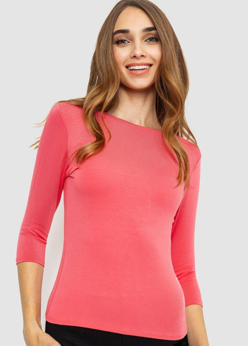 Коралловая демисезон футболка женская с удлиненным рукавом, цвет красный, Ager