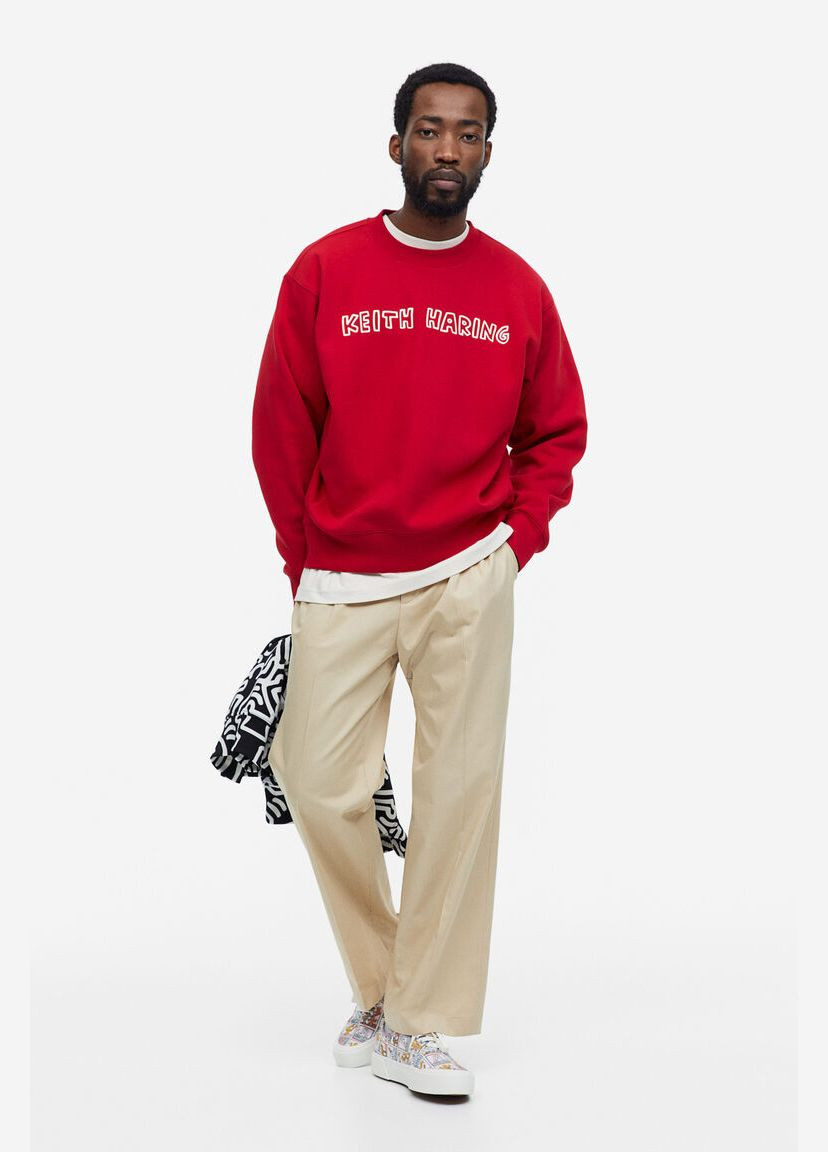 Червоний світшот чоловічий теплий H&M (312047563)