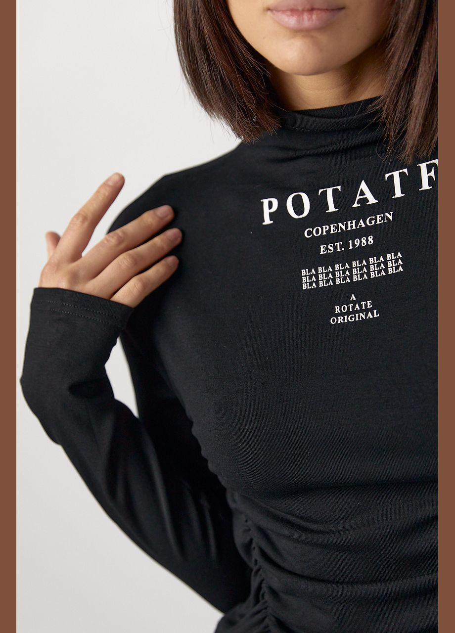 Трикотажный женский гольф с драпировкой и надписями Lurex (317211739)