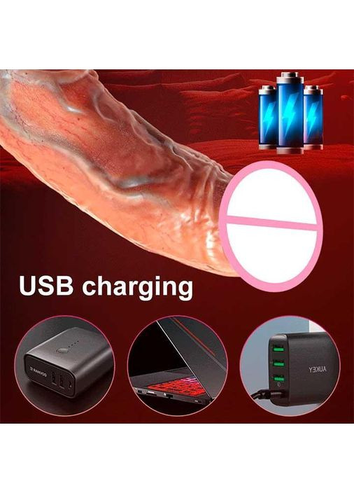 Реалистичный вибратор с поступательными движениями и подогревом USB No Brand (369152826)