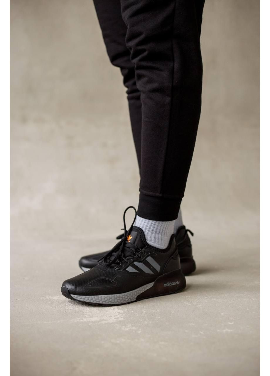 Серые демисезонные кроссовки мужские adidas zx 2k boost black grey адидас zx 2k изи буст No Brand