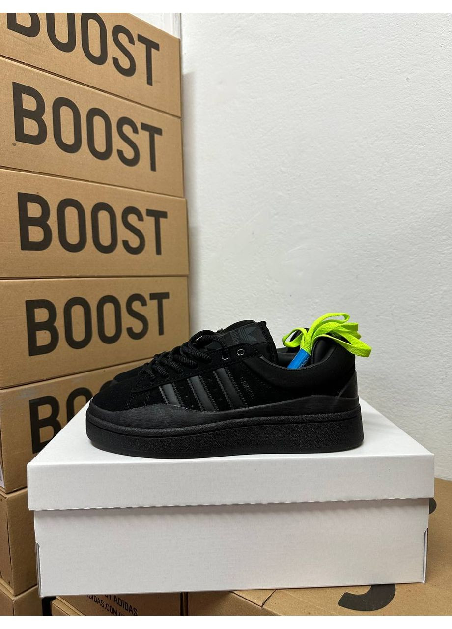 КРОССОВКИ ЖЕНСКИЕ ADIDAS CAMPUS X BAD BUNNY ALL BLACK АДИДАС КАМПУС No Brand чёрные демисезоны (367172739)