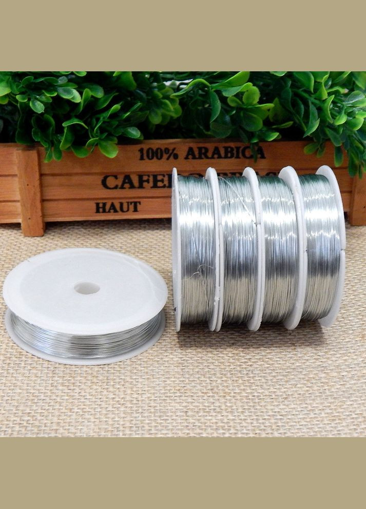 Дріт для бісероплетіння, 0,4 мм, срібло, 50 м No Brand (341730723)