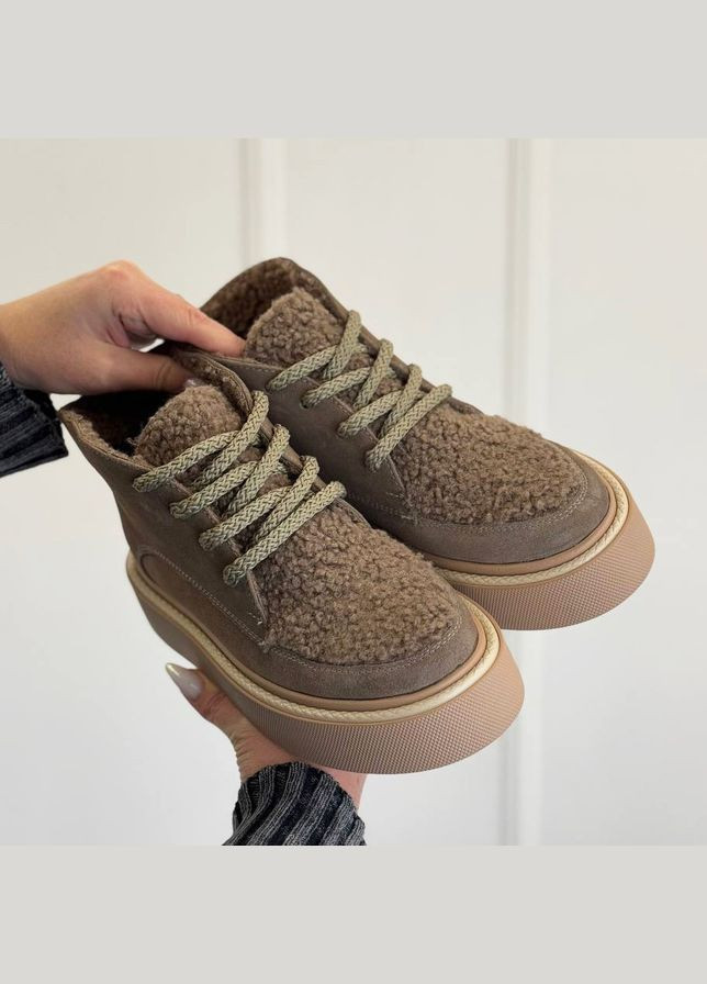 Осенние ботинки женские замшевые на утолщенной подошве. цвет визон Vasha para