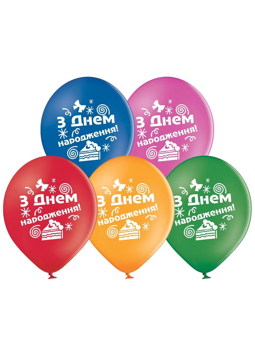 Латексный слой с рисунком 12"(30см) "С днем рождения торт" укр..(31031394) Belbal (302312739)