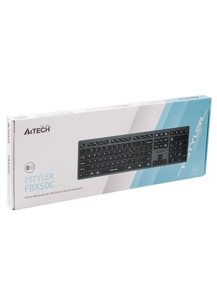 Клавіатура FBX50C (Grey) Fstyler бездротова з ножичним перемикачем, сірий A4Tech (333825064)