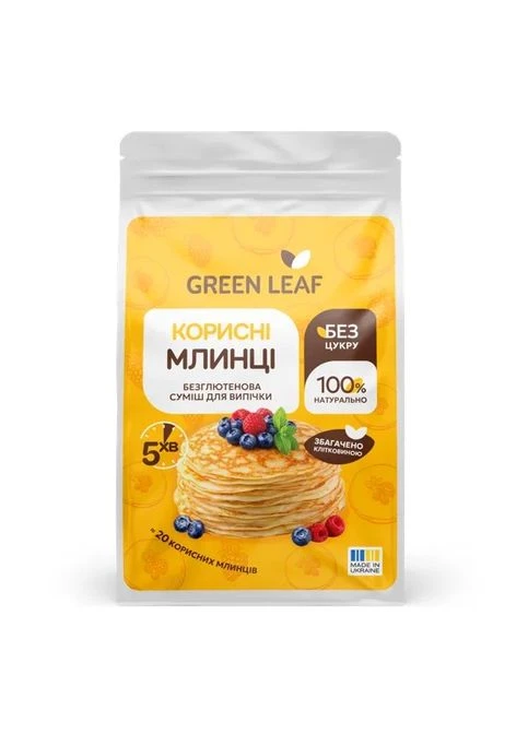 Суміш для випічки корисні млинці 300г Green Leaf (382348092)