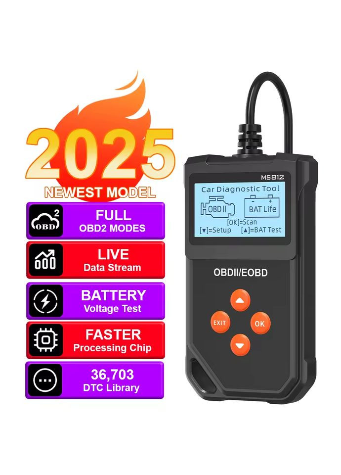 Автосканер OBD2 MS812 з очищенням помилок тестом акумулятора та пт.д. No Brand (368697859)