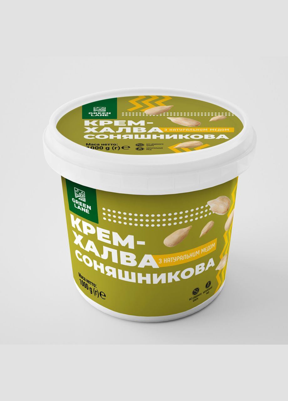 Паста из семян подсолнечника (крем-халва) с мёдом и морской солью 1000 г., без добавленного сахара GREEN LANE (315351340)