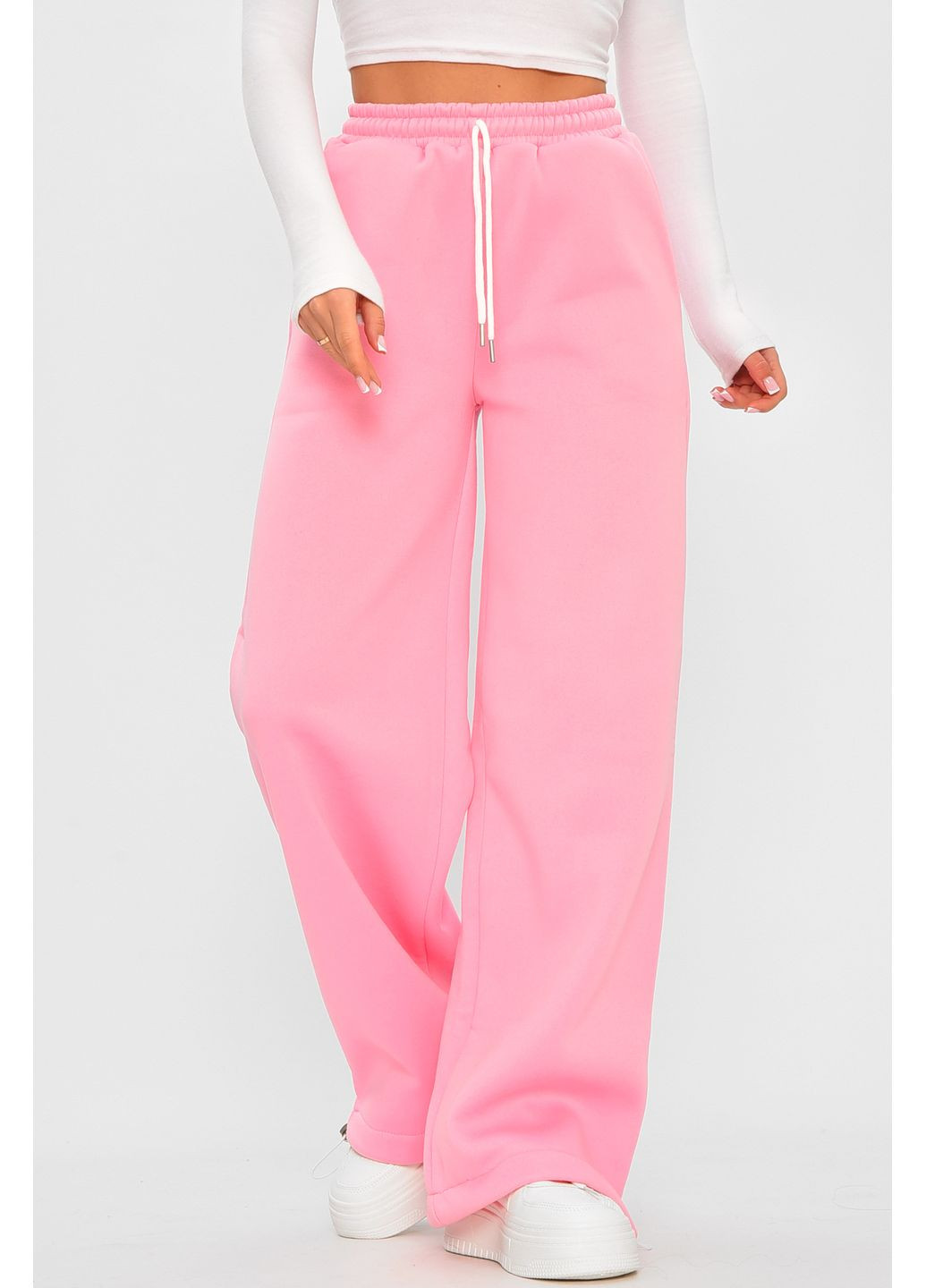 Спортивні штани жіночі на флісі рожевого кольору Let's Shop (364117541)