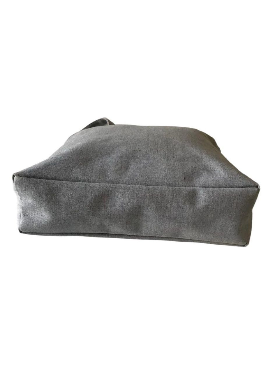 Сумка шопер жіноча з тканини повсякденна на блискавці 026 сіра кіт в кишені No Brand (369627456)