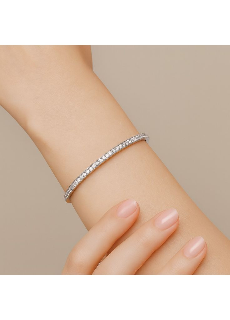 Срібний браслет з кубічним цирконієм покритий родієм / Сяйво Вічності — елегантно й символічно Family Jewelry House (367988964)