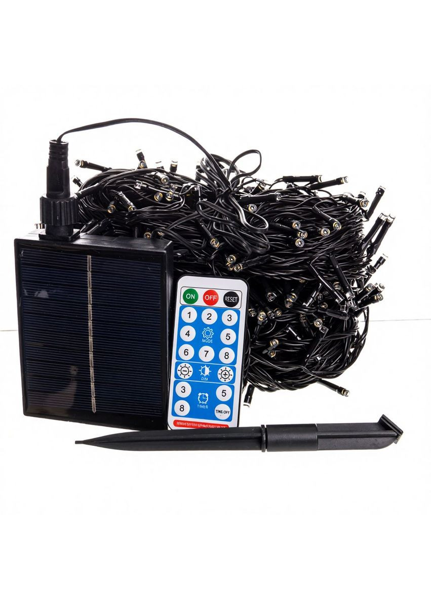 Новогодняя гирлянда уличная 50 м 500 LED с солнечной батареей черный провод для террасы и сада освещение декор Garlando (370432181)