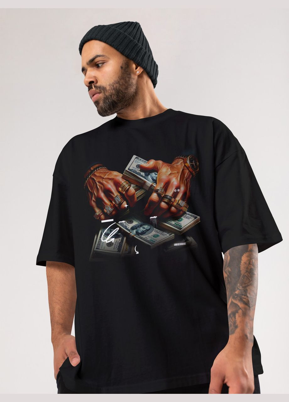 Черная мужская футболка оверсайз urban черная высокая плотность с длинным рукавом Mishe