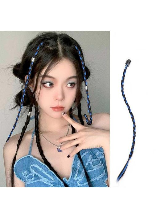 Канекалон тонкі косички на шпильці 45 см "Чорносиній" Накладні коси - (372734103)