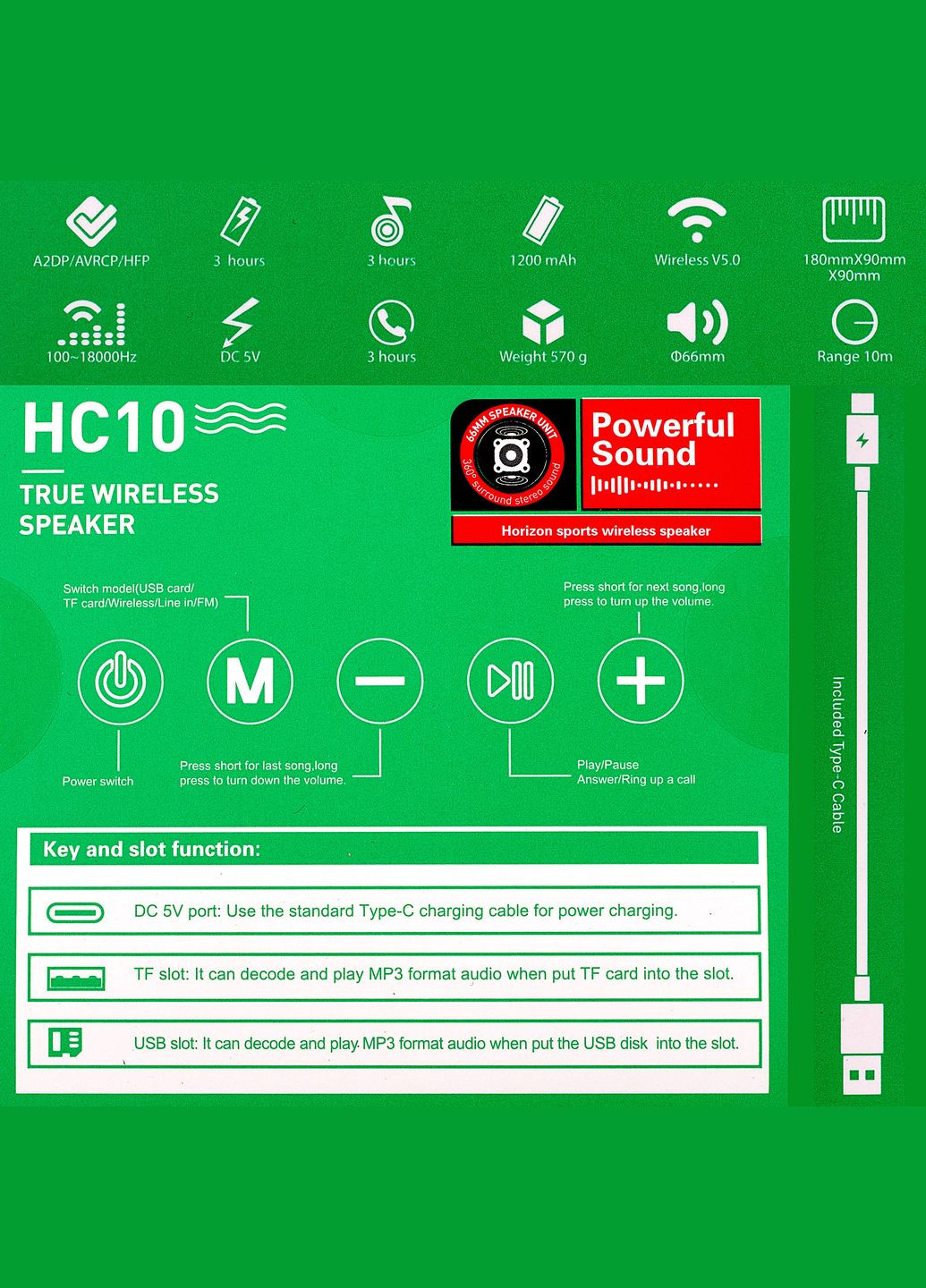 Портативна Bluetooth-колонка HC10 Sonar sports BT speaker Black Hoco (297454508)