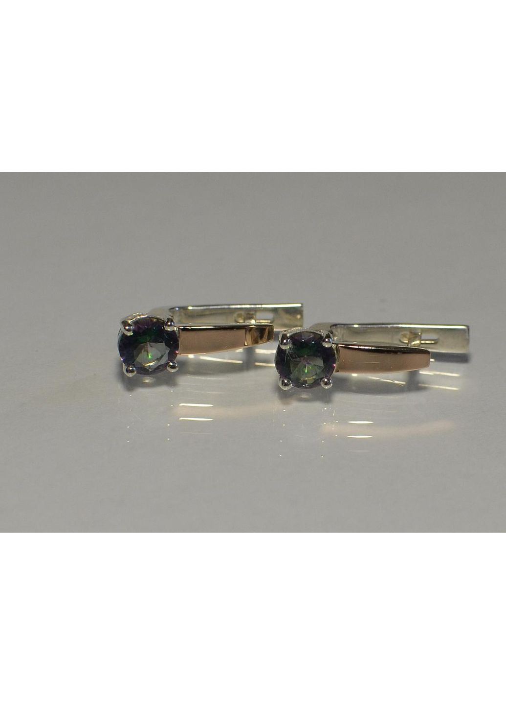 Срібні сережки з пластинами із золота Silver Style (367113176)