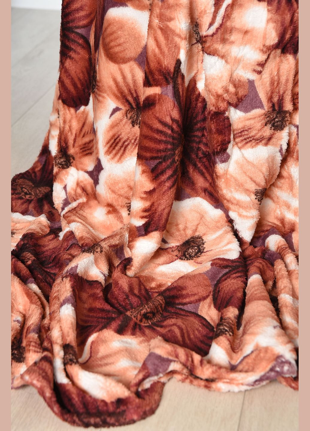 Плед темно-бежевого цвета с принтом размер 200*230 Let's Shop (308829211)