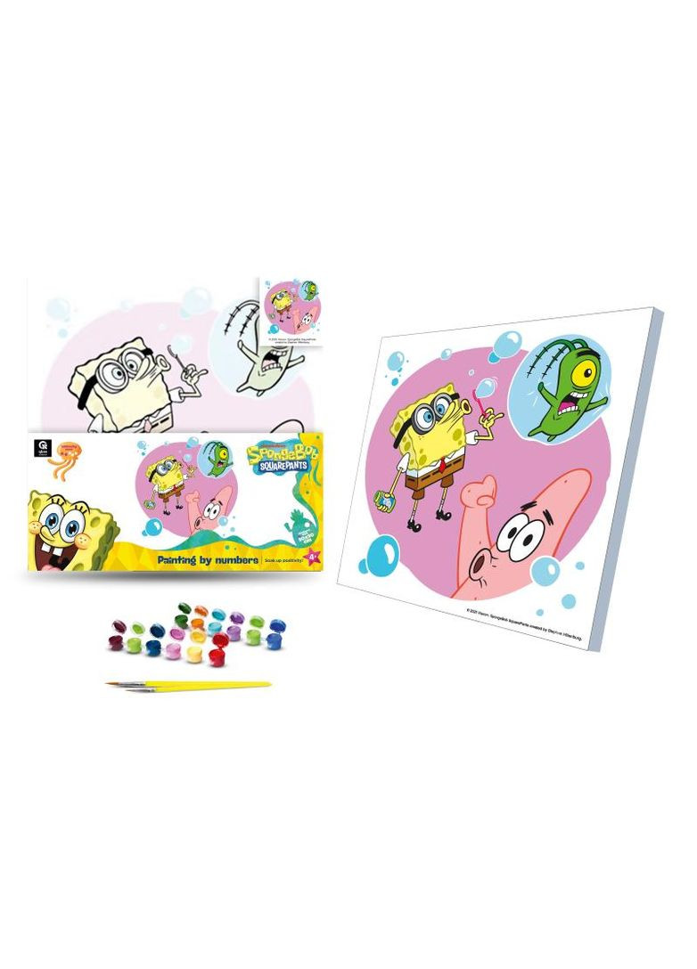 Набор для росписи по номерам 30х30 см QB913-016 "Губка Боб: Лови позитив!" qbee (368709373)