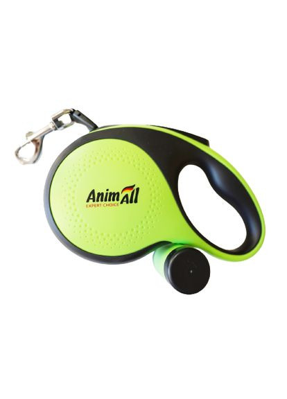 TM Рулетка-повідець з диспенсером М до 30 кг/5 метрів, зелена AnimAll (334831116)