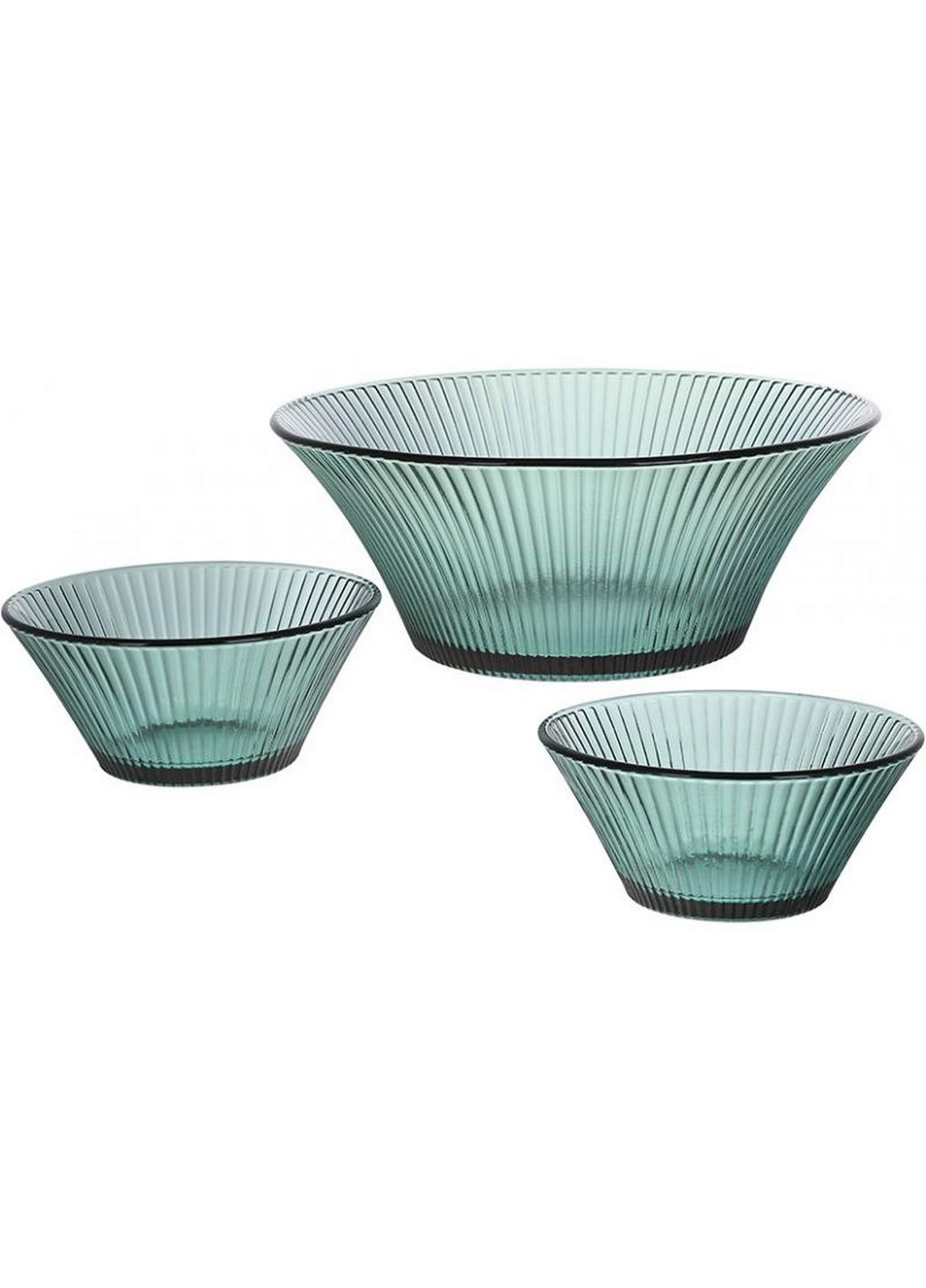 Набор стеклянной посуды "cape green" салатник и две пиалы BonaDi (282588066)