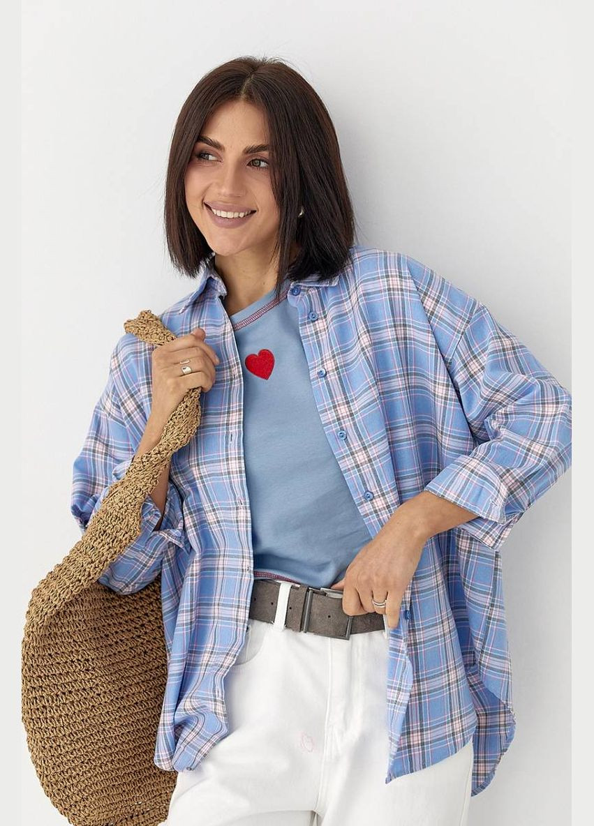 Голубой кэжуал рубашка в клетку Lurex