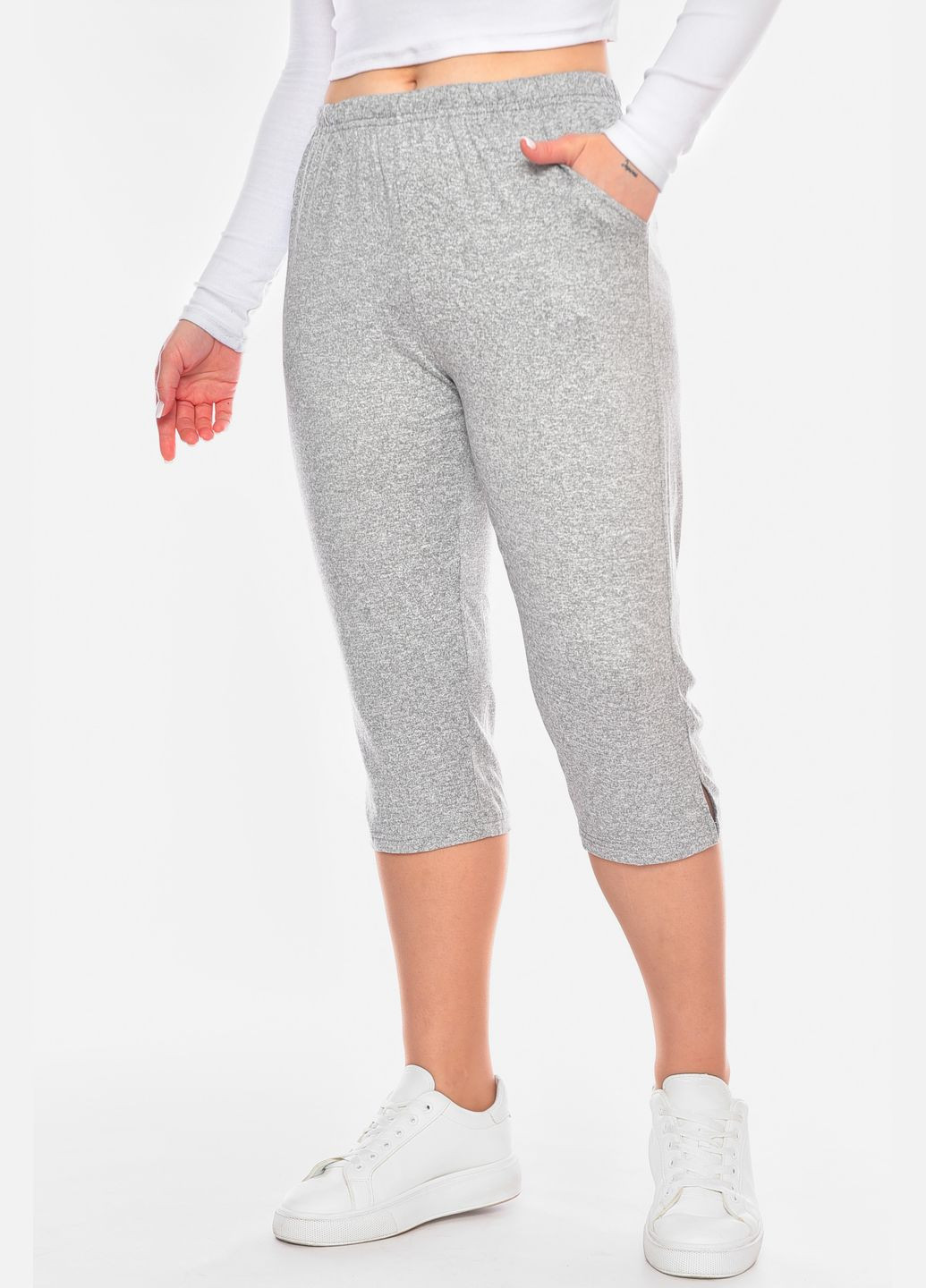 Бриджі жіночі напівбатальні сірого кольору Let's Shop (327215341)