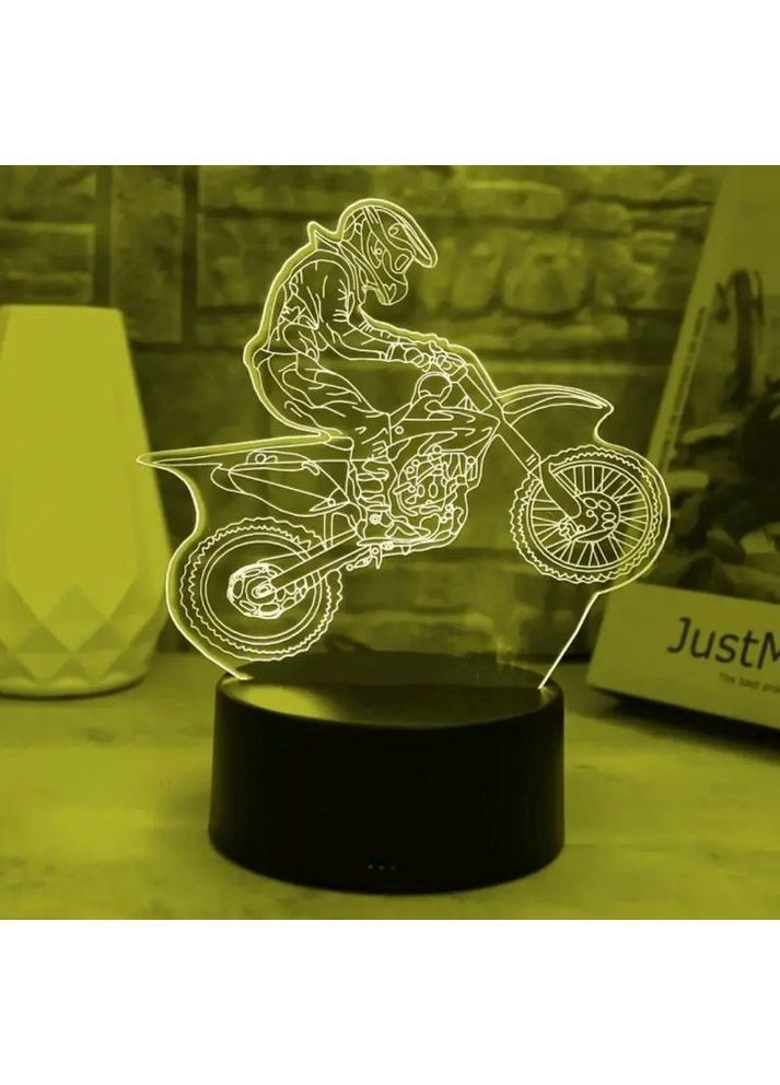 Акриловый 3D светильник - ночник мотоцикл байкер кросс эндуро мото 7 цветов No Brand (368770081)