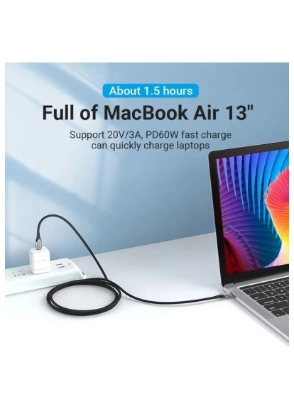 Дата кабель (TADHH) Vention USB-C to USB-C 2.0m aluminum gray (401160732)