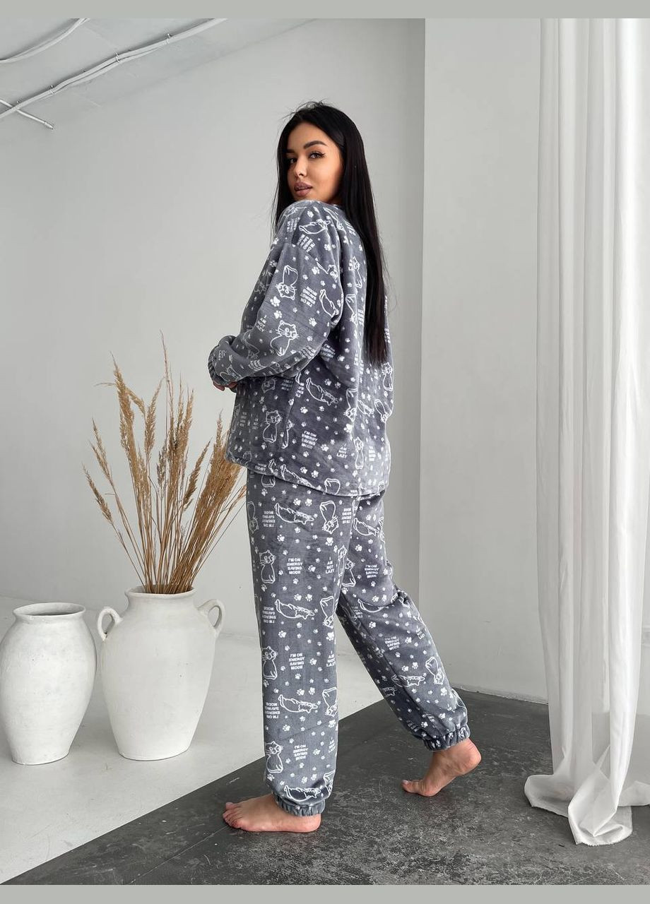 Серая всесезон пижама кофта + брюки No Brand