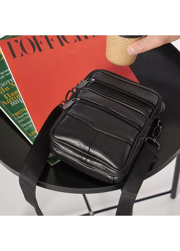 Стильна чоловіча сумка через плече з натуральної шкіри, компактний розмір, багато відділень Trend (349453304)