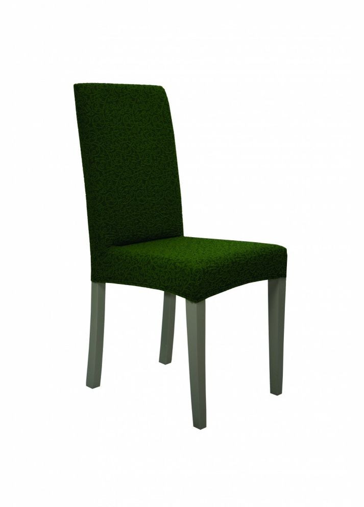 Жакардові чохли на стільці без оборки (натяжні) набір 6-шт 422 Зелений Venera (268547728)
