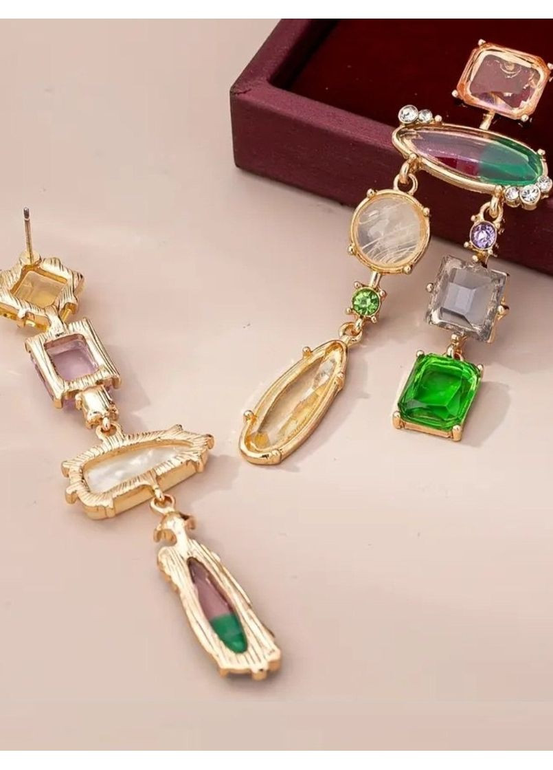 Разые длинные серьги цветные кристаллы, 2397 No Brand (362050373)