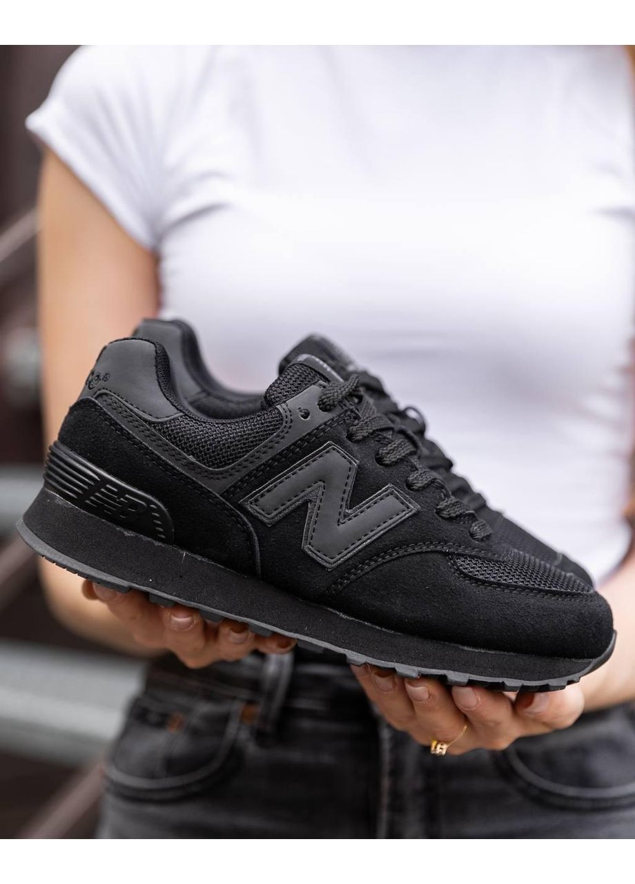 Чорні Осінні кросівки чоловічі new balance 574 total black нью беланс 574 No Brand
