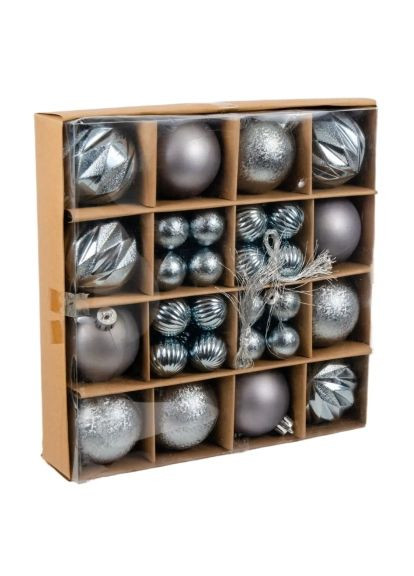 Елочная игрушка пластиковые шарики компл. 44шт, 3/6см, серебряные (5900779877726_1) Chomik пластикові кульки компл. 44шт, 3/6см, срібні (367830220)