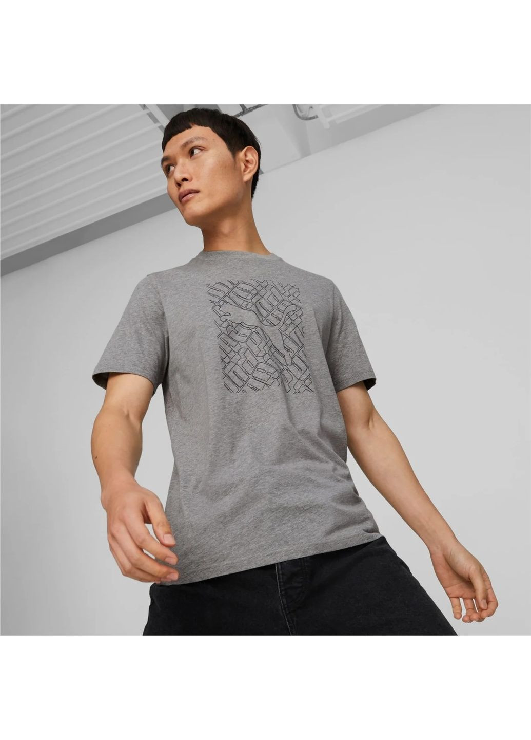 Сіра футболка чоловіча hc graphic grey 674474-03 Puma