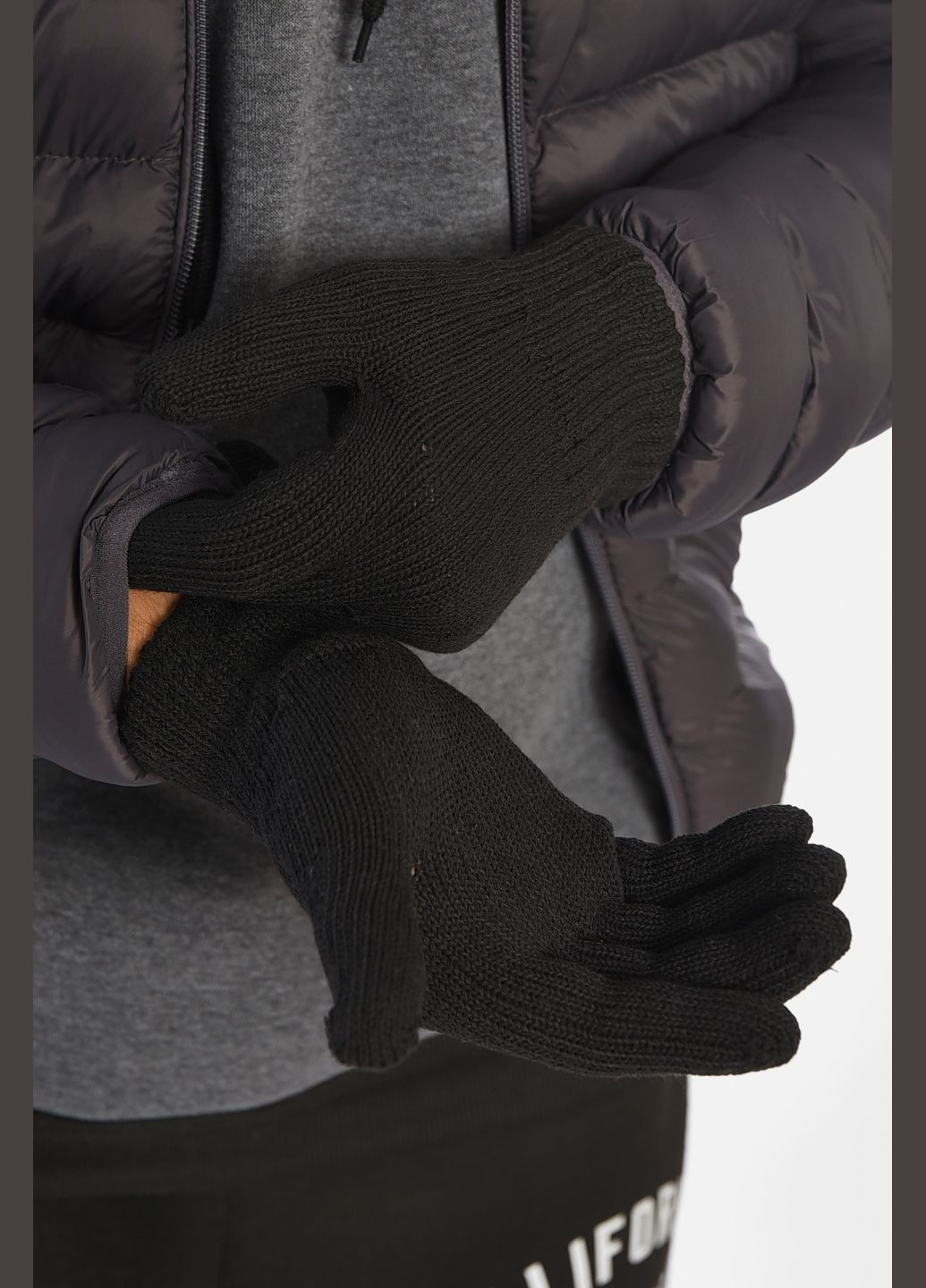 Рукавички чоловічі акрилові чорного кольору Let's Shop (311196415)