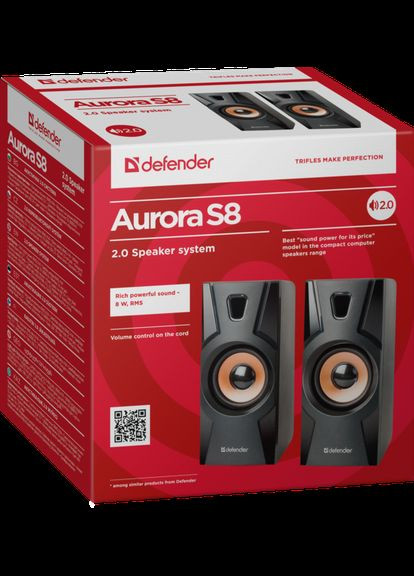 Акустика Aurora S8 Black 2.0, 8 W, USB (65408) Defender (278367620)