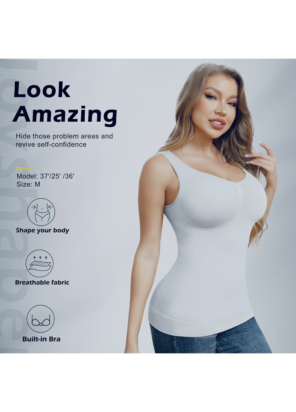Жіночий компресійний топ-майка, корегуюча білизна з вбудованим бюстгальтером SUUKSESS (350935579)