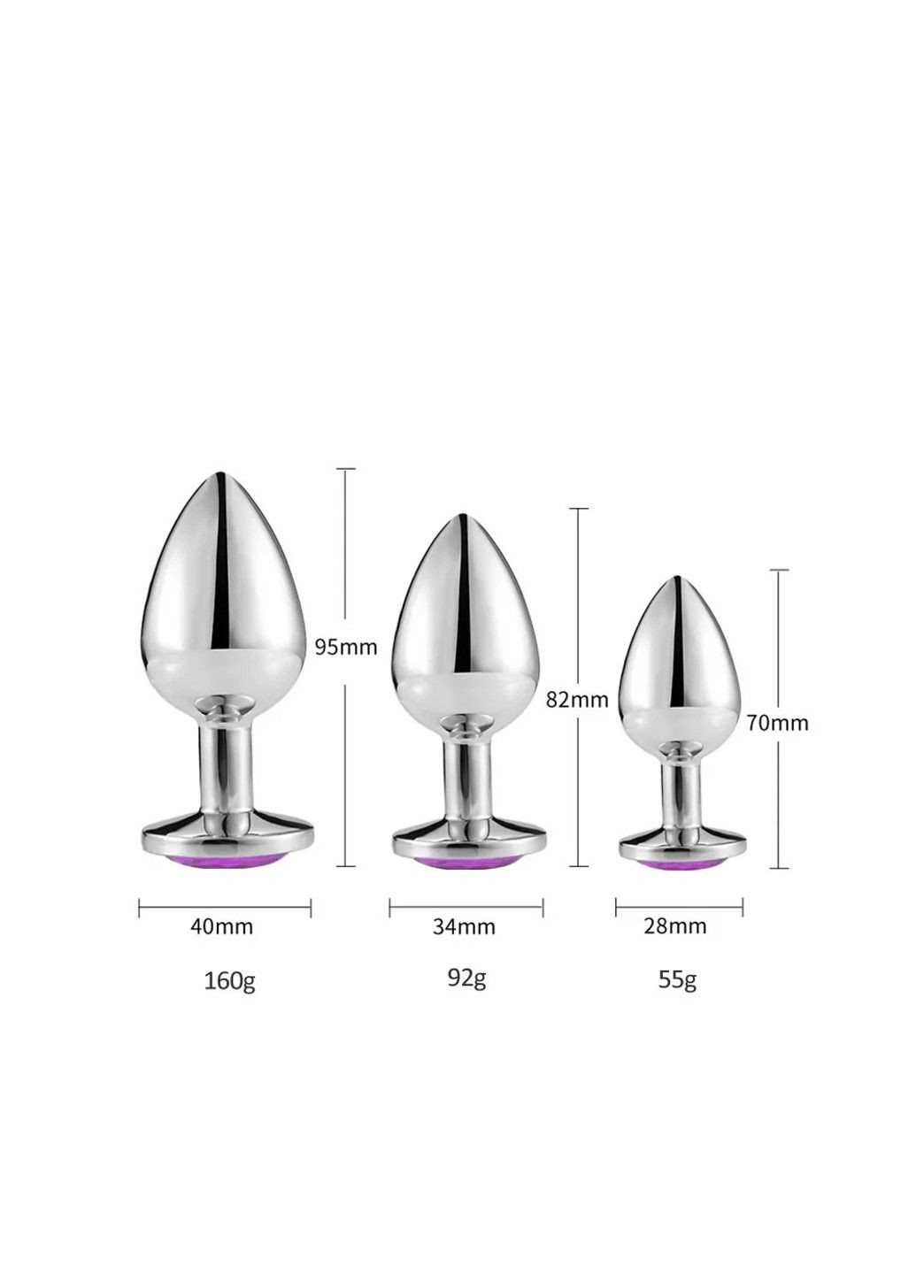 Набор анальных пробок с прозрачными камушками (S,M,L) We Love (284278221)