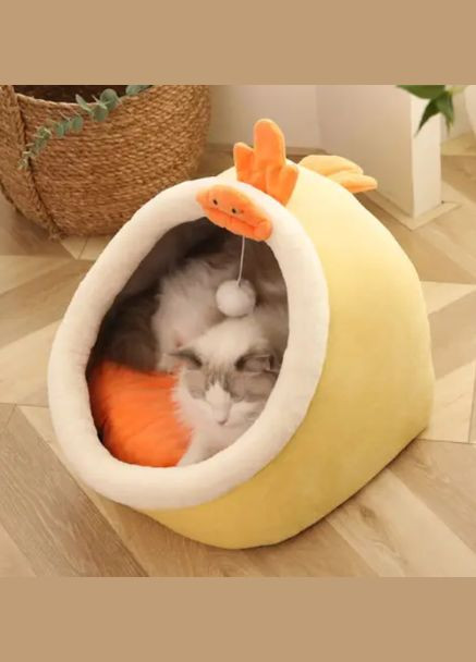 Лежанка будиночок зі знімною подушкою для кота, собаки No Brand (295550350)