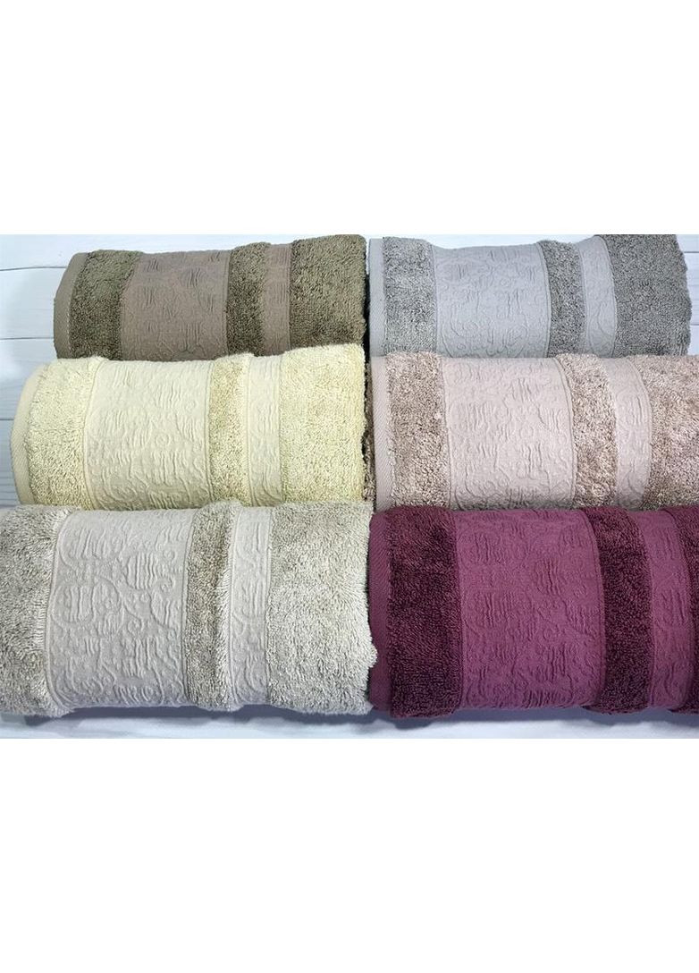 Набір 6 бамбукових рушників Miasoft для обличчя махрові м'які шовковисті 50х90 см Pupilla комбінований