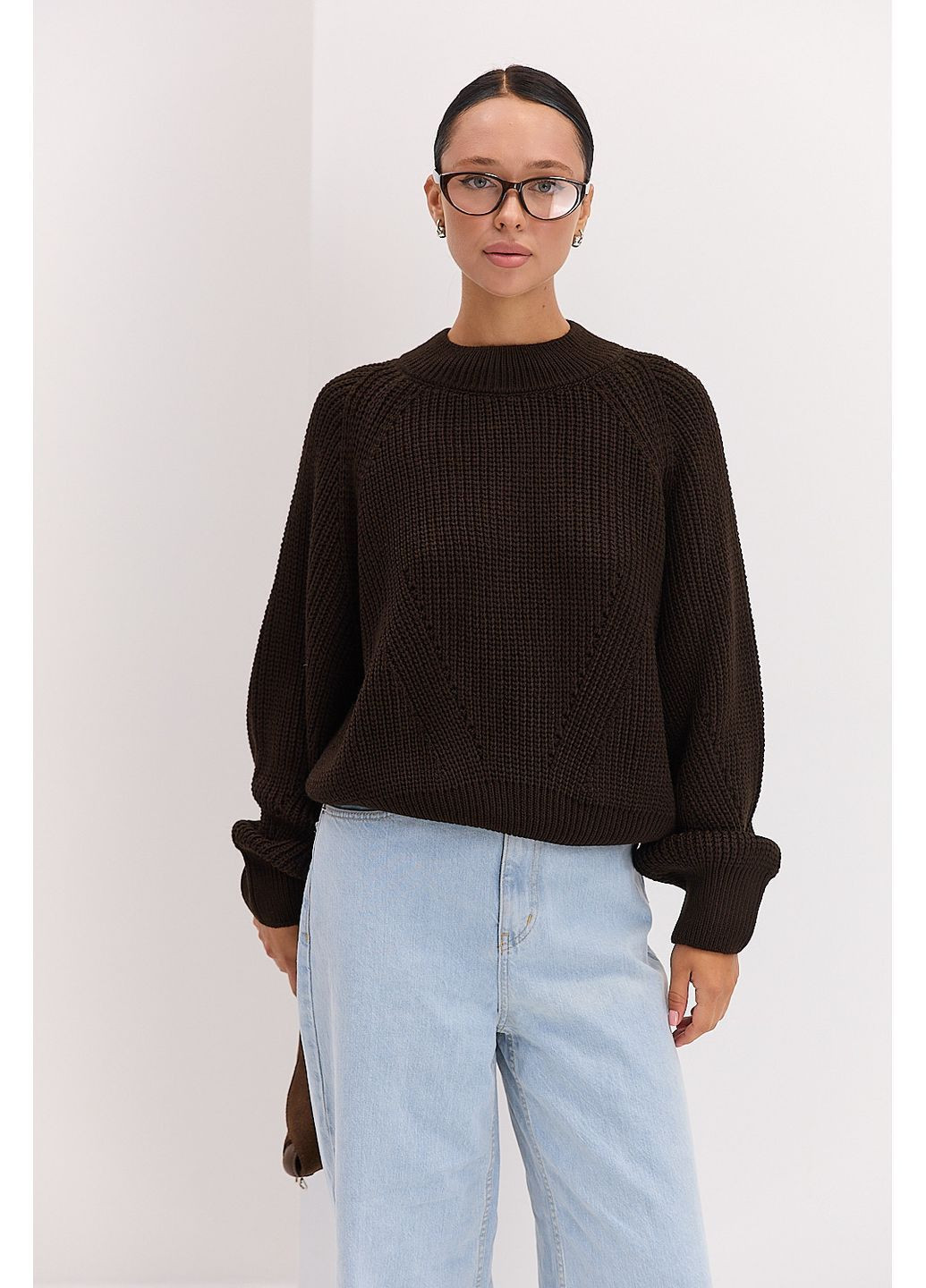 Вязаная женская кофта темно-серая с рукавами-регланами Arjen (364967527)