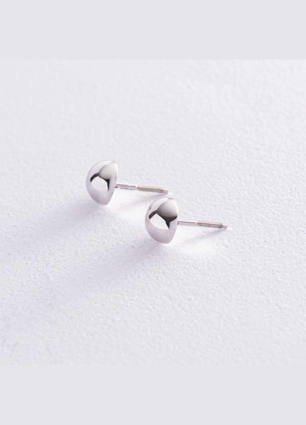 Сережки - пусети Напівсфера у білому золоті (0.7 см) с08205 Oniks (264024306)