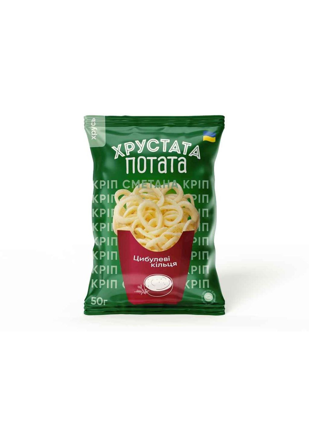 Снеки фигурные «Луковичные кольца» (Хрустата потата) ф. (мет.пл.) луковые 50г Хрустата Потата (363041646)